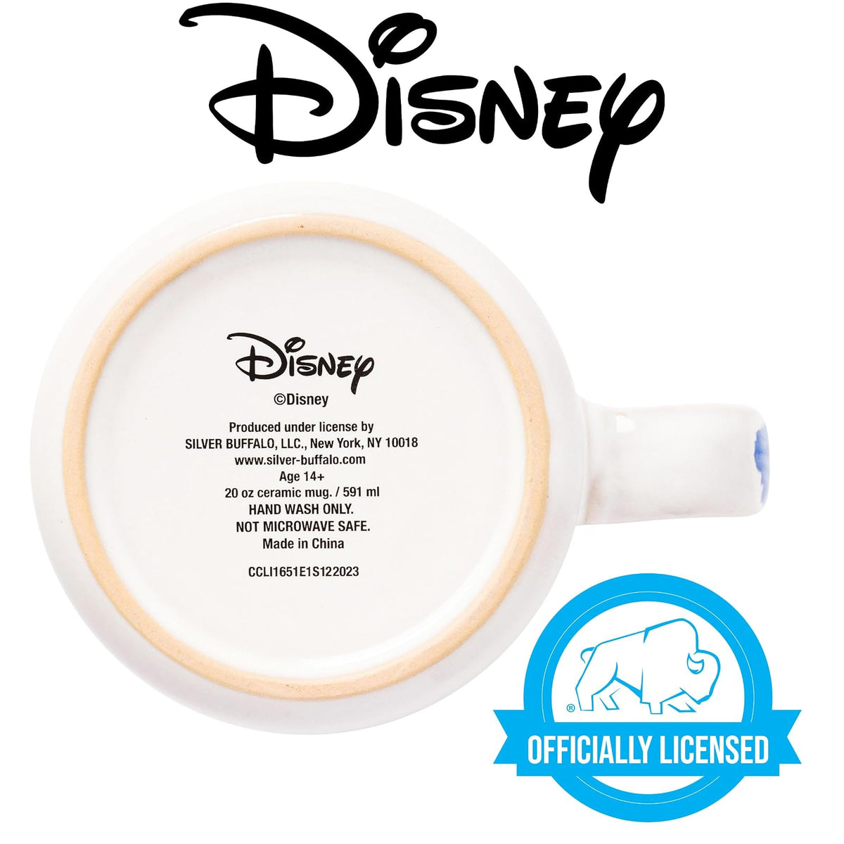 Silver Buffalo Disney Lilo and Stitch Ohana Means Family Reactive Glaze - Taza de cerámica para campista, 20 onzas