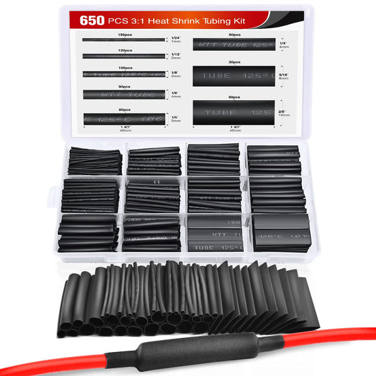 Nilight Juego de 650 Tubos termorretráctiles, relación 3:1, Tubo de Envoltura de Cable eléctrico, Resistente al Fuego, protección de Aislamiento Impermeable, 2 años de garantía