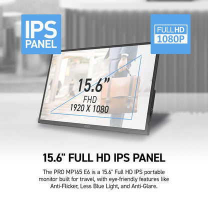 MSI Monitor Portátil Pro MP165 E6 LED 15.6", 1920x1080 Full HD, 60Hz, HDMI, Bocinas Integradas
