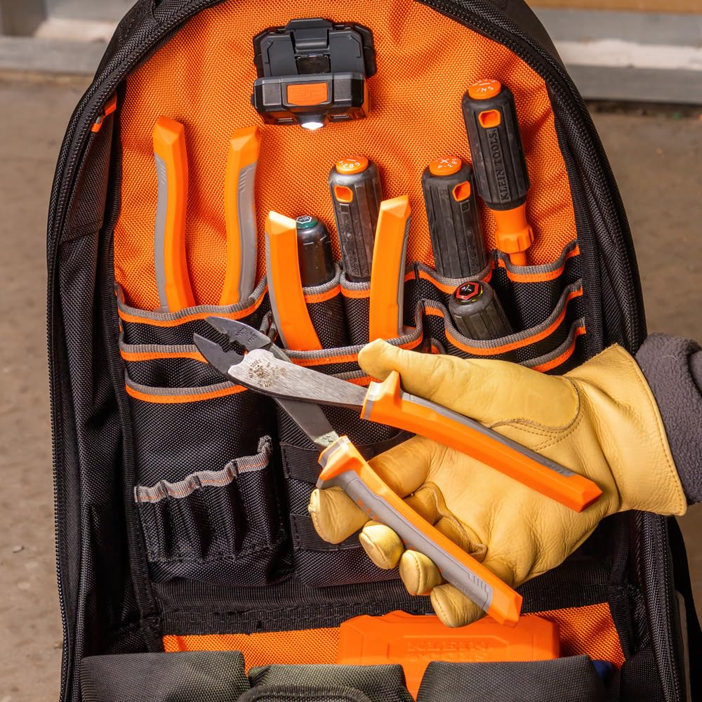 Klein Tools 1005RINS - Alicates aislados, fabricados en Estados Unidos, herramienta de corte y prensado para cables y conectores aislados y no aislados de 10 a 22 AWG, nominal de 1000 V