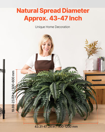 VEVOR Helechos Artificiales de Plástico, Diámetro Natural de 100-119 cm, Decoración de Pared con 88 Ramas, para Casa, Oficina y Exterior, Maceta no Incluida, 720 x 250 x 250 mm, Verde, 1 Pieza