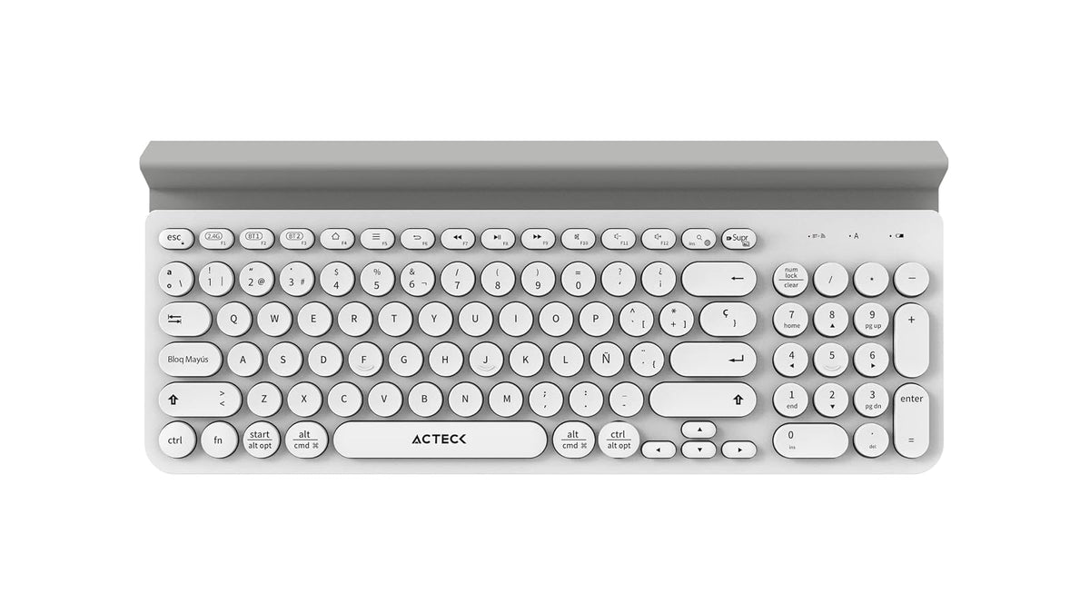 Teclado Multidispositivo Inspire Comp TI695 / 2.4Ghz + 2 Modos BT Soporte para Dispositivo + 2xBat AAA Incluidas Blanco Elite Series