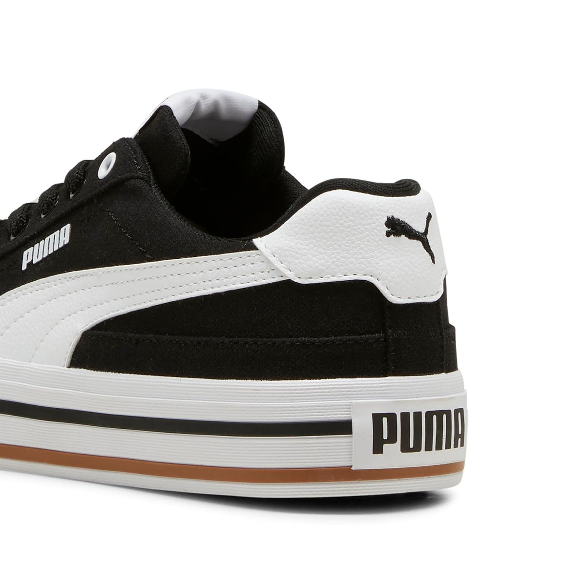 PUMA, Tenis Juveniles Court Classic Vulc FS, Unisex, Blanco y Negro, Talla 24,5