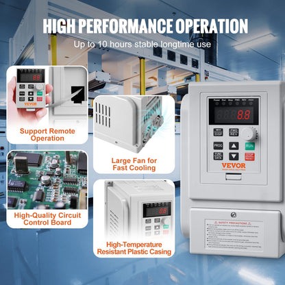 VEVOR VFD 5HP, 4KW, 18A, 1 fase 220V-240V entrada a 3 fases 220V-240V salida variable, 0-400Hz VFD para control de velocidad del motor de CA