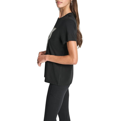 DKNY - Camiseta de Manga Corta con Logotipo de Purpurina para Mujer