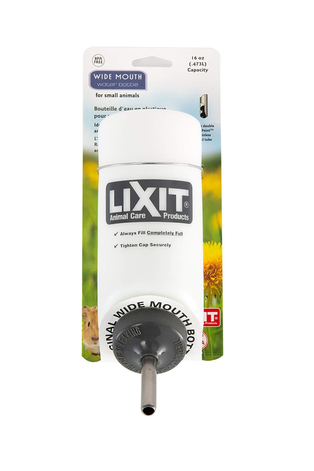 Botella de Agua Lixit Boca Ancha para Mascotas Pequeñas - 16 Ounce (Pack of 1) - Translúcido