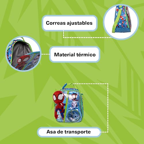 Ruz Lonchera Infantil y Preescolar | Spidey y Sus Amigos | 100% Poliéster Capacidad 3 Litros | Bolso de Poliéster para Niños con Forro Interno y Cierre de Cremallera | Recomendado desde 3 años