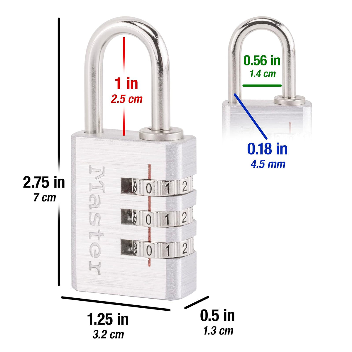 master lock equipaje Lock, 1-3/16 Inch, 1-3/16"