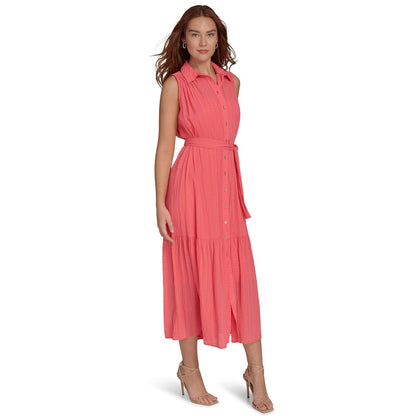 Tommy Hilfiger - Vestido Camisero Midi sin Mangas para Mujer