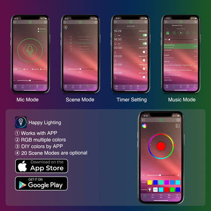 Nilight - Luces interiores de automóviles con control de aplicación, 16 millones de colores RGB, tira de luces con modo de sincronización de música y múltiples opciones de escena para automóviles