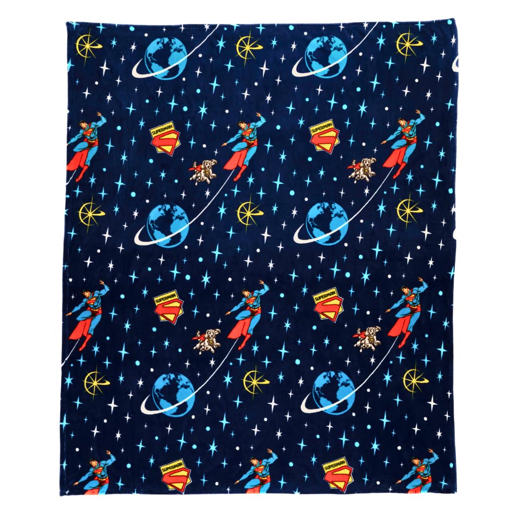 Franco Manta de Felpa Coleccionable con Personajes Licenciados - 60 in x 70 in - Superman - Hijo de Krypto