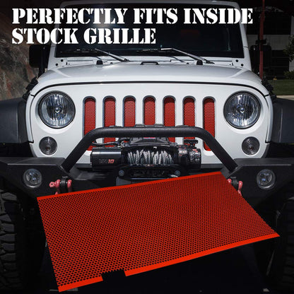 Xprite Parrilla Frontal de Malla de Aleación de Aluminio Roja para Jeep Wrangler JK 2007-2018, ZS-0001R