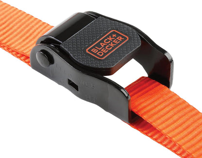 Black+Decker BDX1004 - Correas de Amarre con Hebilla de Leva de 1 x 10 pies, Carga de Trabajo Segura de 300 Libras, Resistencia a la Rotura de 900 Libras, Paquete de 4