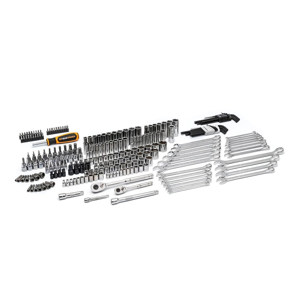 GEARWRENCH Juego de herramientas para mecánica en caja de almacenamiento con 3 cajones, 232 piezas, guías de 0.6 cm y 1 cm, métrico/SAE | GW72LLCBMTS