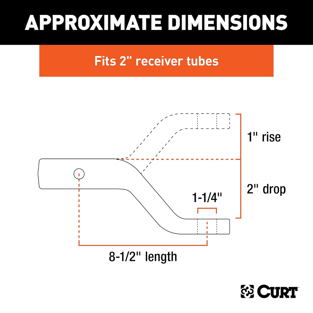 CURT Soporte de Bola de Enganche de Remolque Forjado para Receptor de 2 in, Caída 51 mm, 45340