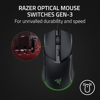 Razer Cobra Mouse para Juegos con Cable: Peso 58g - Interruptores Ópticos Gen-3 - Iluminación Chroma RGB con Luz Inferior - Sensor Óptico Preciso De 8500 dpi - Pies De Ratón 100% PTFE - Negro