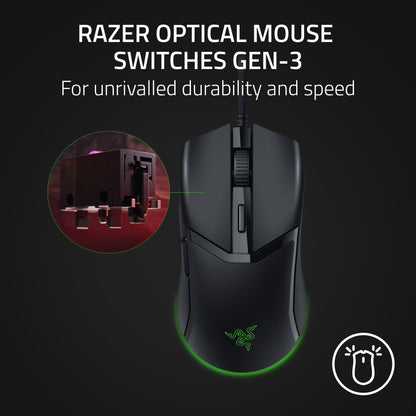 Razer Cobra Mouse para Juegos con Cable: Peso 58g - Interruptores Ópticos Gen-3 - Iluminación Chroma RGB con Luz Inferior - Sensor Óptico Preciso De 8500 dpi - Pies De Ratón 100% PTFE - Negro