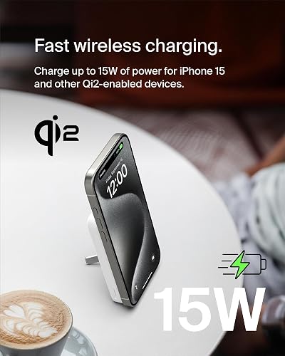 Belkin - Batería magnética con Qi2 de 15W y 5,000 mAh, Blanco