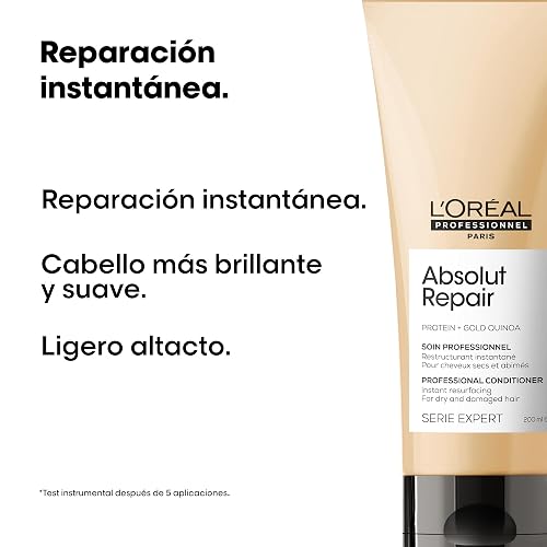 L'Oréal Professionnel Absolut Repair Acondicionador 200ml | Para cabello seco y dañado. Acondicionador que repara y da brillo con proteínas y omega 9, uso después del shampoo.