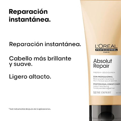 L'Oréal Professionnel Absolut Repair Acondicionador 200ml | Para cabello seco y dañado. Acondicionador que repara y da brillo con proteínas y omega 9, uso después del shampoo.