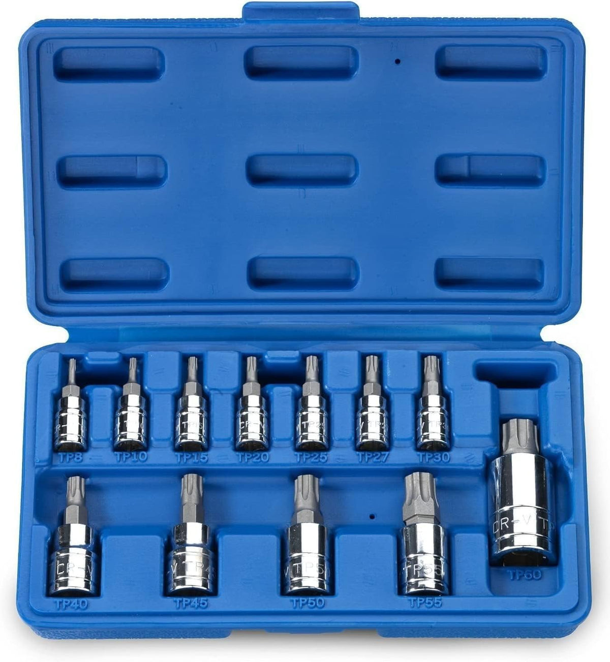 Neiko 10086A Juego de llaves Torx Plus de 6 puntos, 1/4 pulgadas, 3/8 pulgadas y 1/2 pulgadas, TP8 - TP60, 12 piezas - Torx Plus