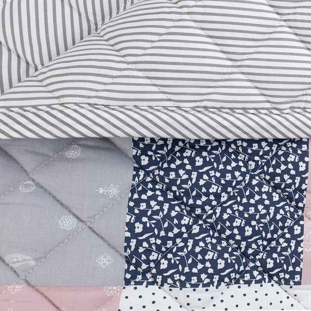 Pepe Jeans, Quilt Individual 100% Algodón, Color Azul, rosa y blanco, Agustina.