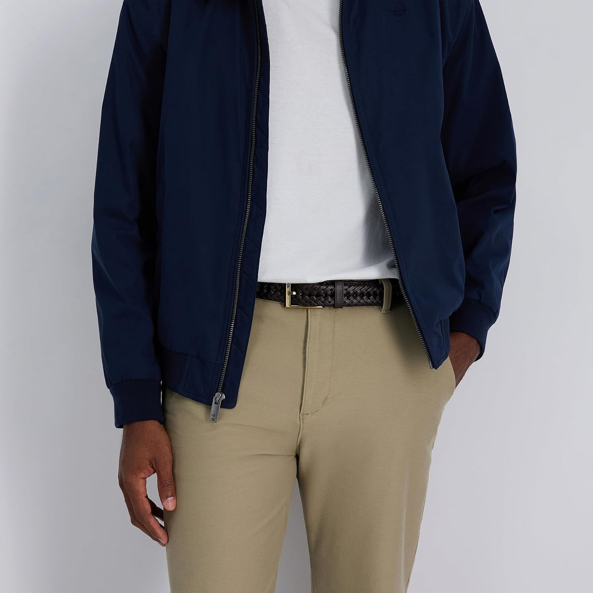 Dockers Cinturón de cuero trenzado casual y de vestir para hombre