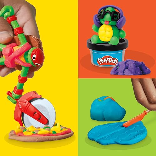 Play-Doh Hasbro Tortugas Ninjas Creaciones Cowabunga - Kit de Manualidades con 4 Figuras de Acción, 4 Accesorios y 8 Latas niños y niñas a Partir de 4 años