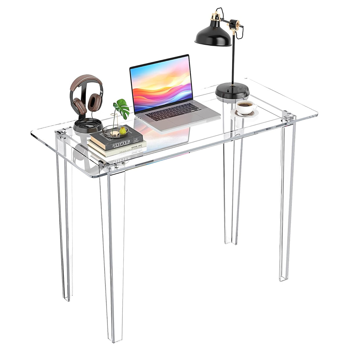 computadora acrílico, Mesa de acrílico Transparente, Mesa de Estudio Moderna para Oficina en casa, Consola Multiusos de Superficie extendida, estación de Trabajo Ligera y Resistente para Espacios
