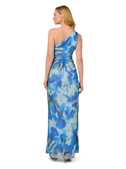Adrianna Papell Print Chiffon Long Dress Vestido para ocasión Especial Mujer