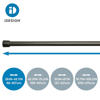 InterDesign Cameo Shower Curtain Tension Rod, Matte Black, 26-42 Inch