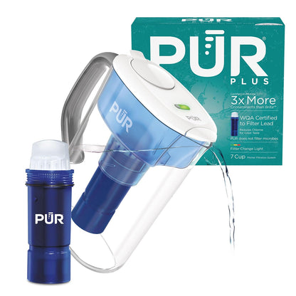 PUR Jarra de Agua con Filtro 7 Tazas - Filtro reductor de plomo PUR PLUS - Blanco
