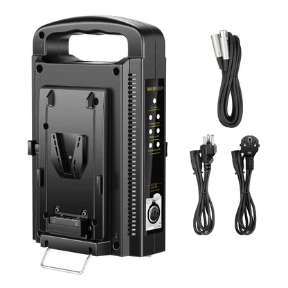 NEEWER Cargador Batería Doble Canal V-Montura/V Bloqueo con DC 16,5V Salida de Fuente de Alimentación Compatible con Cualquier Ladrillo de Montaje V (Batería No Incluida)