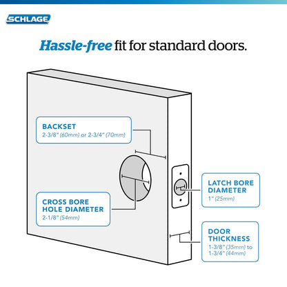 Schlage Deadbolt, llave 1 lado, Keyed-1-Side_, Bright Chrome | Cerrojo de un solo cilindro con llave exterior y giro en el pulgar en el interior, ajuste universal, la más alta seguridad