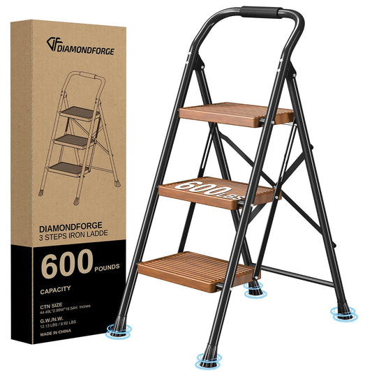 Taburete Plegable Plegable para el hogar, Adultos, Cocina, 3 escalones, Alto y Resistente con pasamanos, escaleras de Escalera, escaleras de Escalera Extensible para Interiores y Casas de 600 Libras