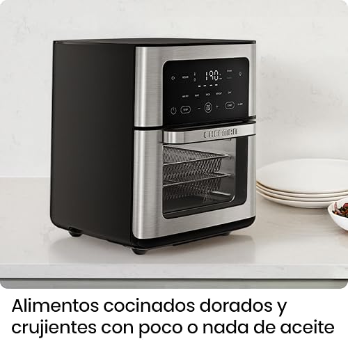 Chefman Freidora de aire 6 en 1 multifuncional XL de 13 cuartos, Asador, Deshidratador de alimentos, Horno de convección, Controles de pantalla táctil, Puerta con ventana - Acero inoxidable