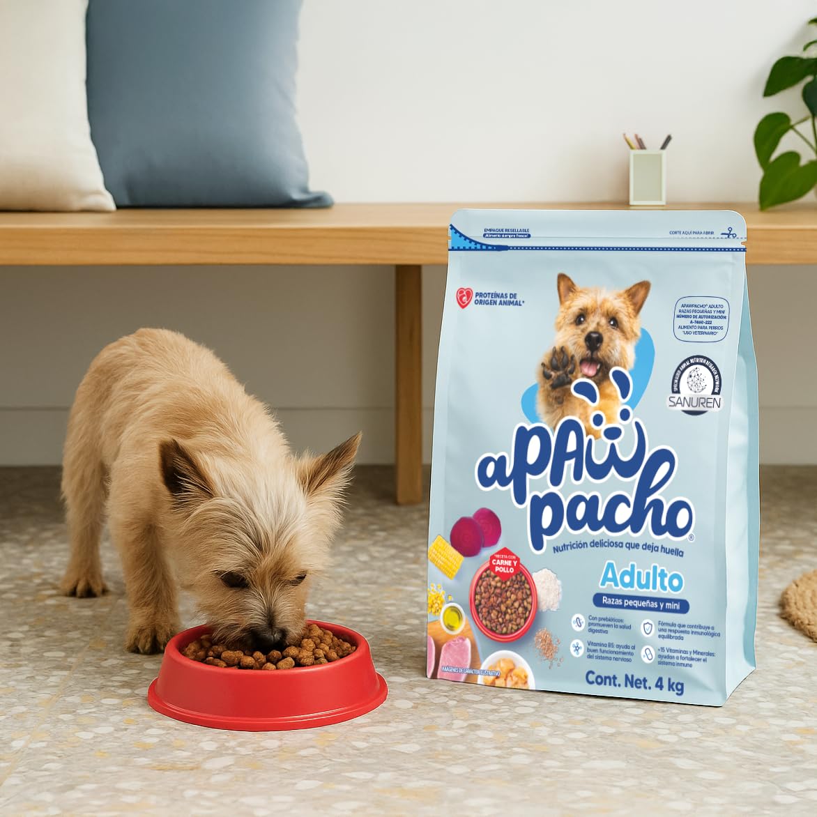 Apawpacho Alimento para Perros Adultos Razas Pequeñas y Mini, 4 kg.