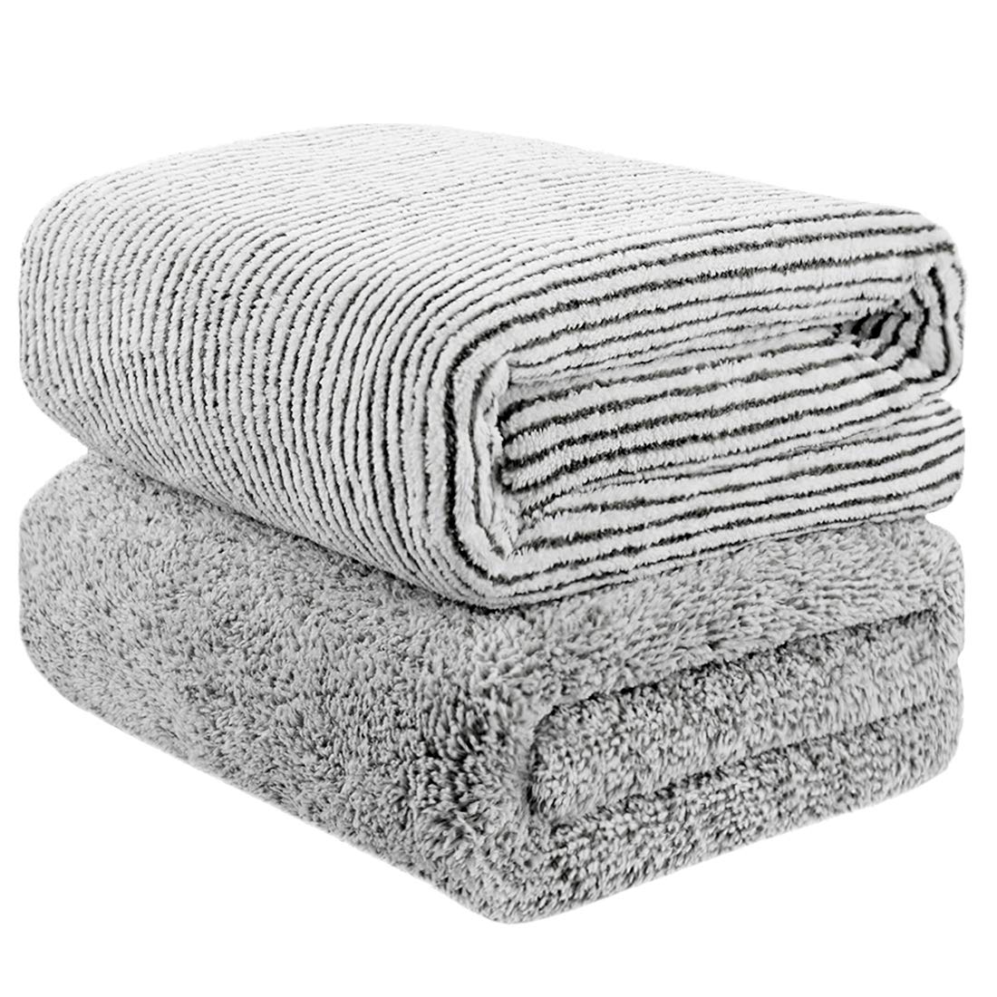 Toallas de baño de bambú, Gran tamaño de 140 cm x 74 cm, Toalla de Microfibra para el Cuerpo, Juegos de Toallas para Limpieza de baño, superabsorbentes y de Secado rápido para Gimnasio, 2 Unidades