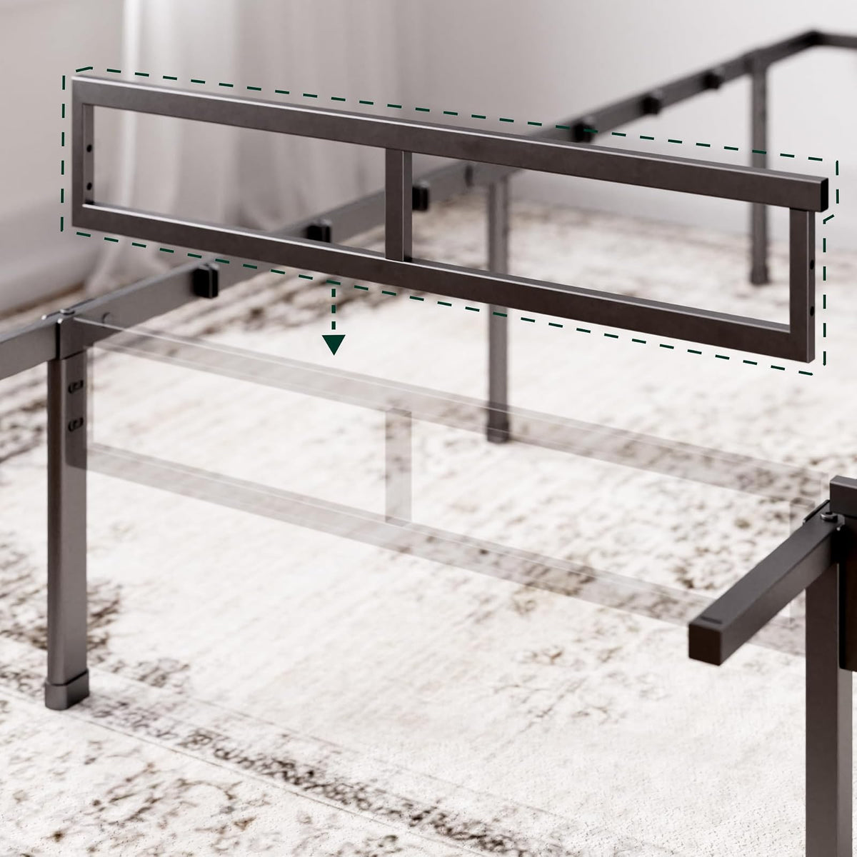 Zinus Justin | Base de Cama Individual de Acero con Soporte de Colchón y hasta 11 Patas para Mayor Estabilidad | Espacio de Almacenamiento Debajo