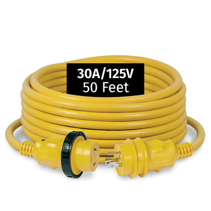 Marinco Eel ShorePower Cordsets - 125V 30A - 15.2 m - Amarillo