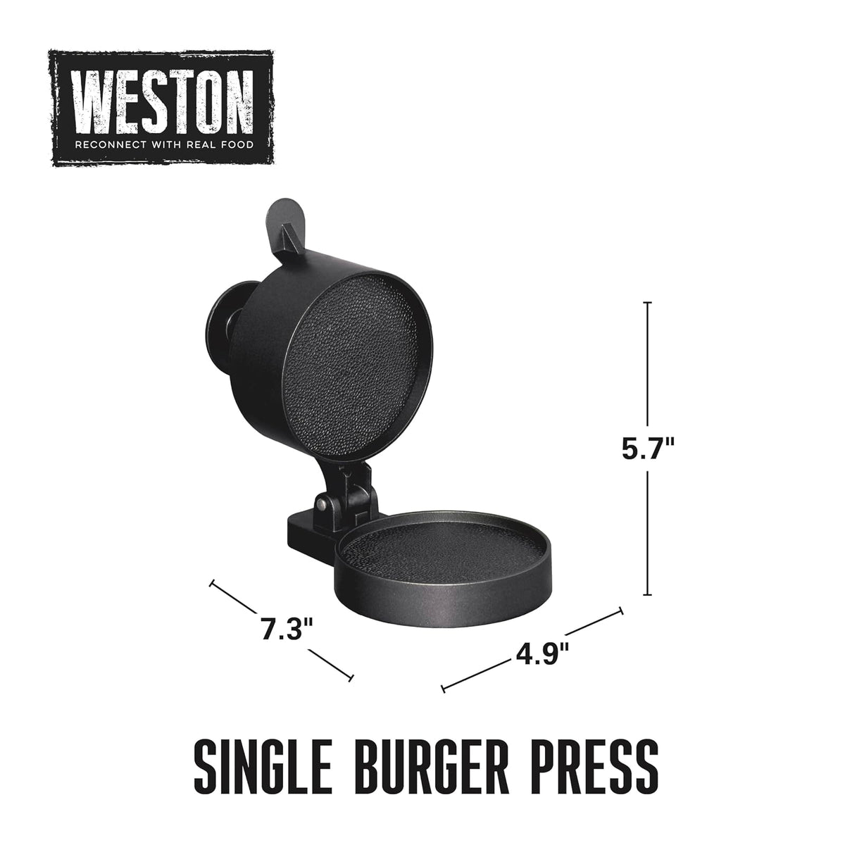 Weston - Prensa para hamburguesas, Sencillo con eyector de torta, Gris, 5.5"x8"x5", 1