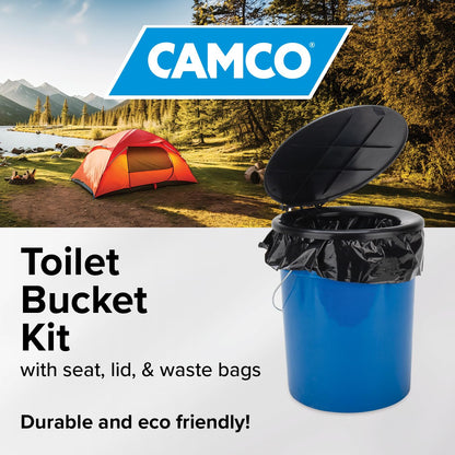 Camco 41549 - Juego de cubeta de Inodoro con Asiento, 1 Unidad, Cubo de Inodoro