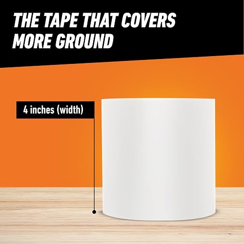 Gorilla Cinta impermeable para parche y sellado, cinta blanca, 4 x 10 pies (paquete de 1) – Sello permanente resistente a la intemperie para fugas y reparaciones