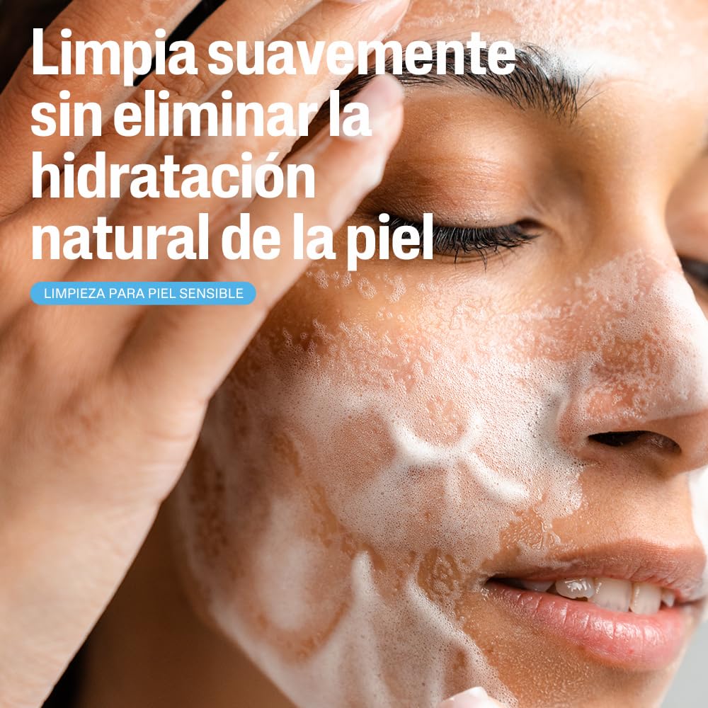 Cetaphil Espuma de Limpieza Facial Suave Glicerina Piel Sensible 236 ml | Autoespumante que elimina suciedad, grasa y maquillaje sin resecar, con glicerina, vitamina B5 y E para calmar piel sensible.