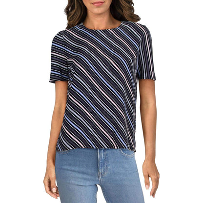 Anne Klein Short Sleeve Blouse with Keyhole Back Blusa Mujer