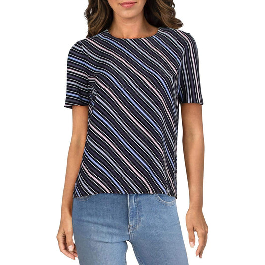 Anne Klein Short Sleeve Blouse with Keyhole Back Blusa Mujer