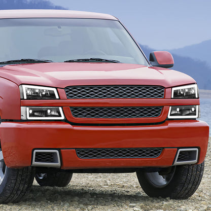 DNA Motoring Par de Faros LED DRL con Señal de Giro para Chevrolet Silverado 2003-2014, Negro/Transparente HL-LB5-CSIL03-BK-CL1