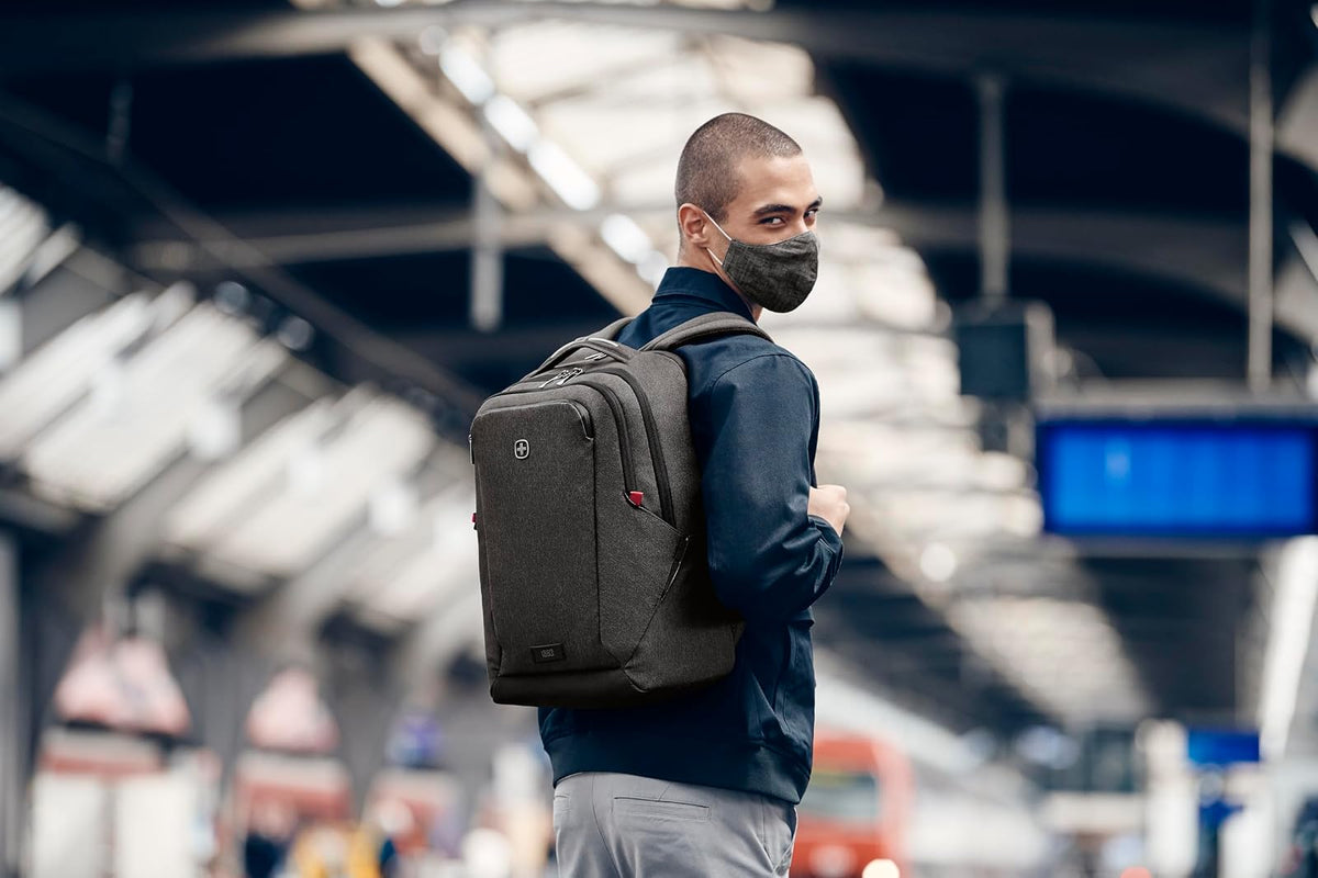 Wenger 611641 Mochila MX Profesional para portatil de hasta 16 pulgadas, Tablet de hasta 10 Pulgadas, 21 litros, Mujeres Hombres, Negocios, Universidad, Viaje Escolares, Color Negro