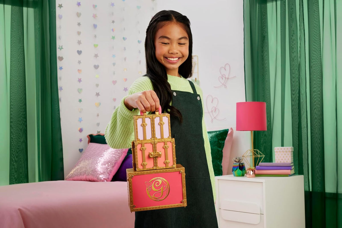 Mattel Universal Pictures' Wicked Glinda's Glamorous Closet con 2 Looks únicos, sorpresas y 13 Accesorios, Inspirado en la película