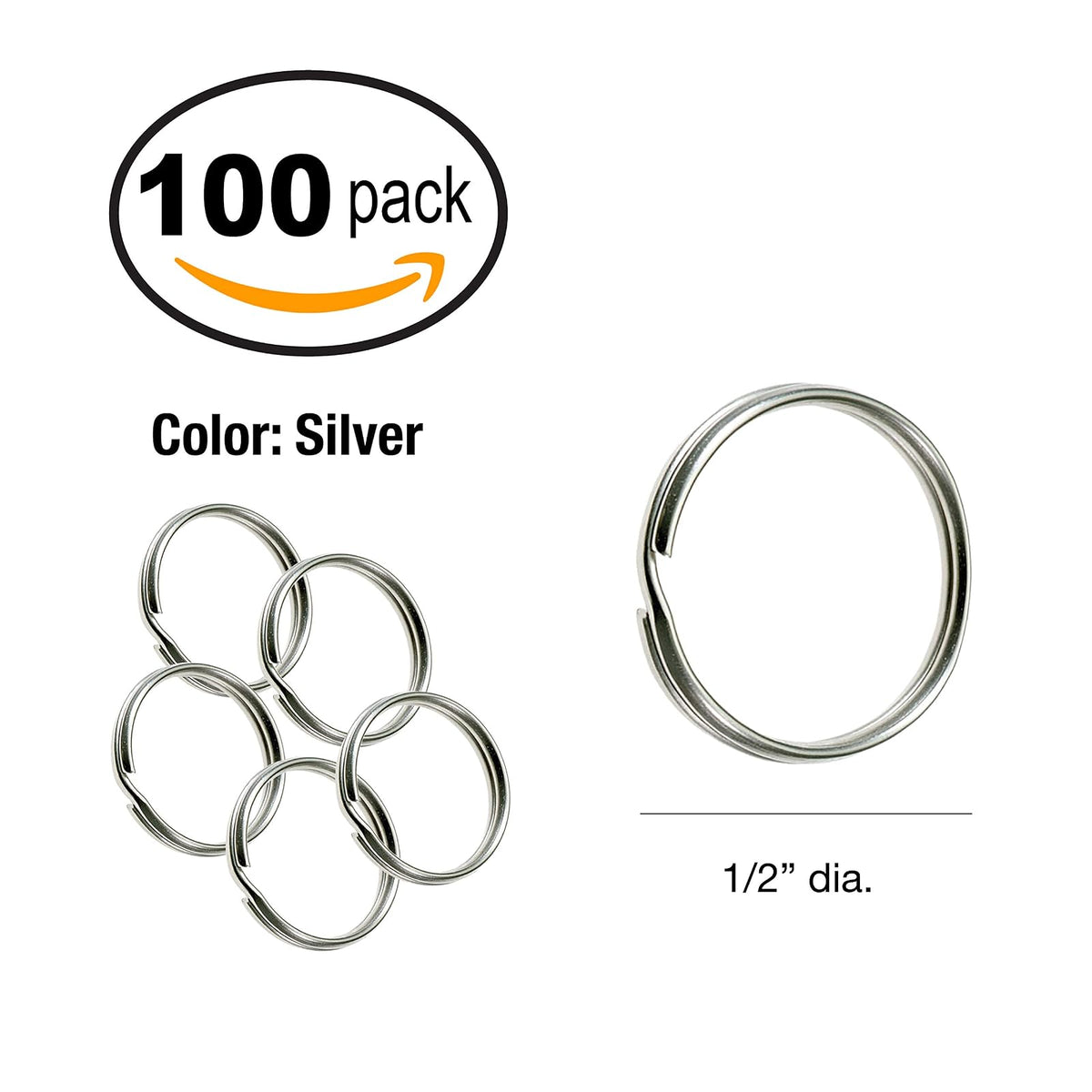 Lucky Line Llavero dividido de 1.5 cm de acero templado niquelado a granel, llavero de metal resistente para coches, manualidades, cordones, 100 por caja (76000)